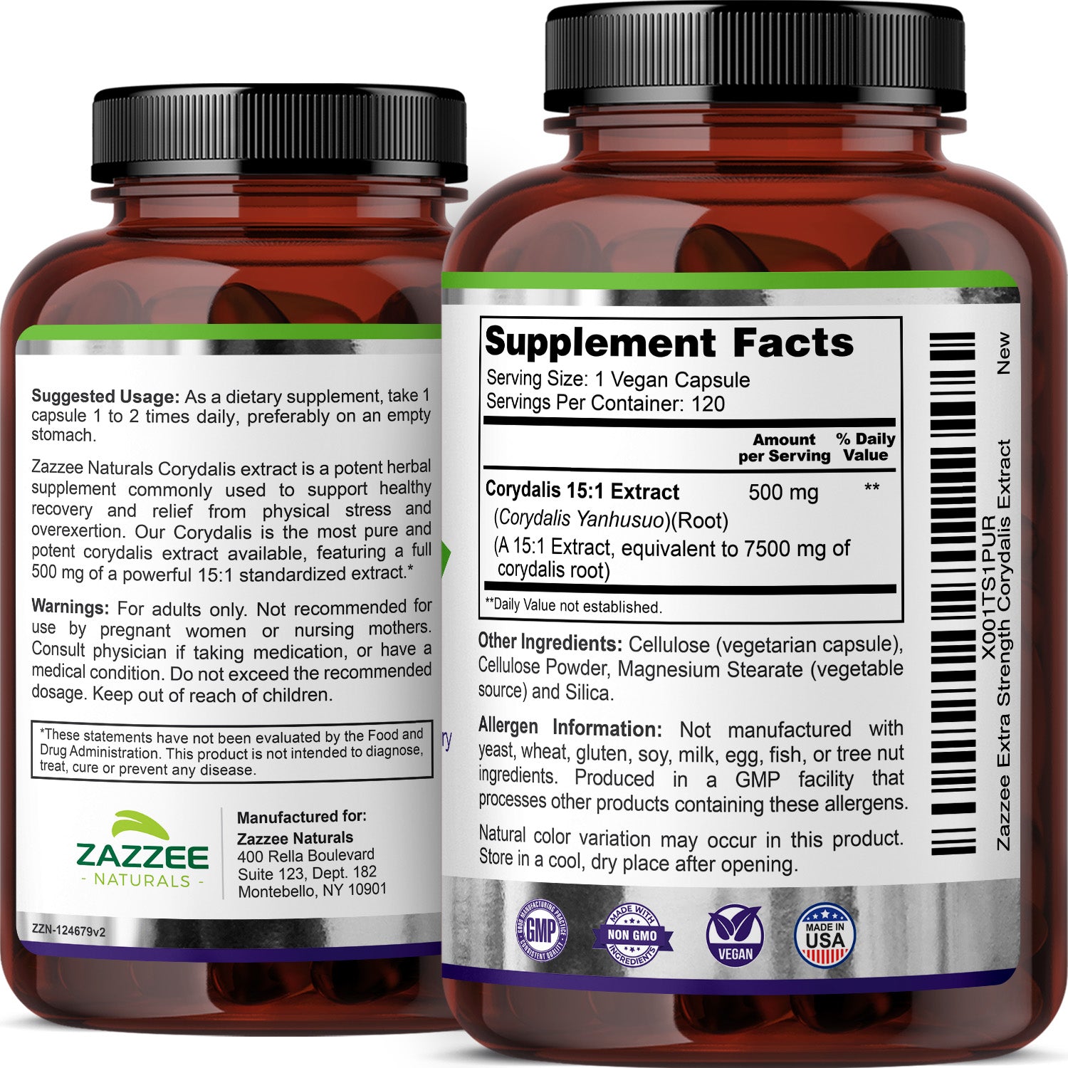 Pslalae Corydalis Extract Capsules 1000mg – Natural Pain Relief Supplement (30/60/120 Count)