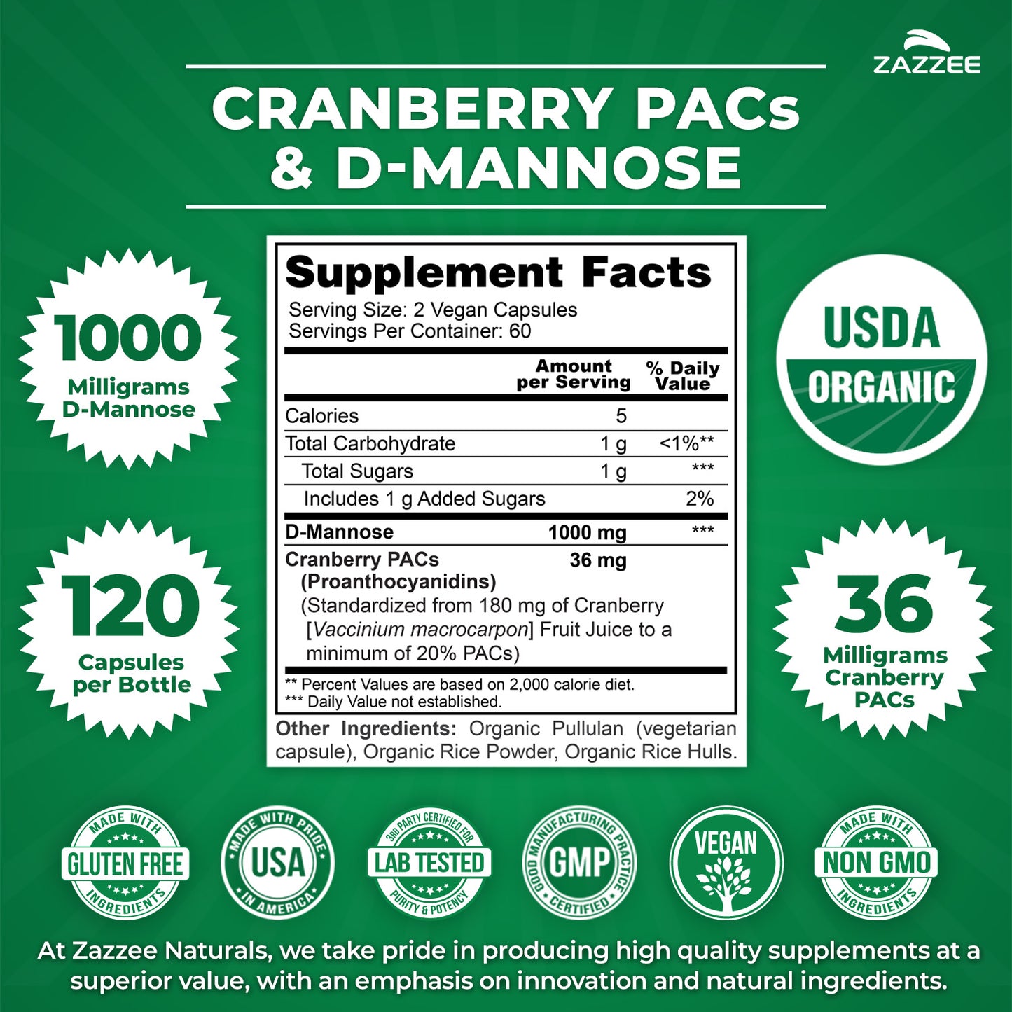 Organic Cranberry PACs & D-Mannose
