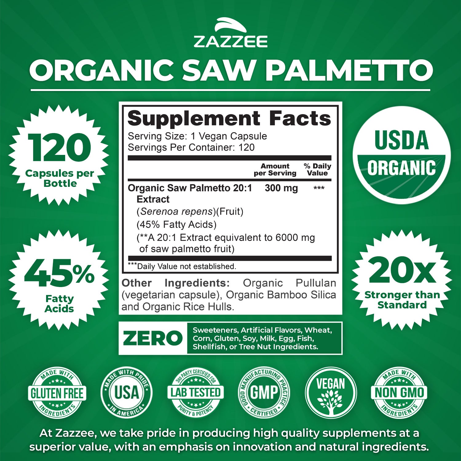 アザレ サボンドコル✖ 2セット Organic Saw Palmetto – Zazzee Naturals