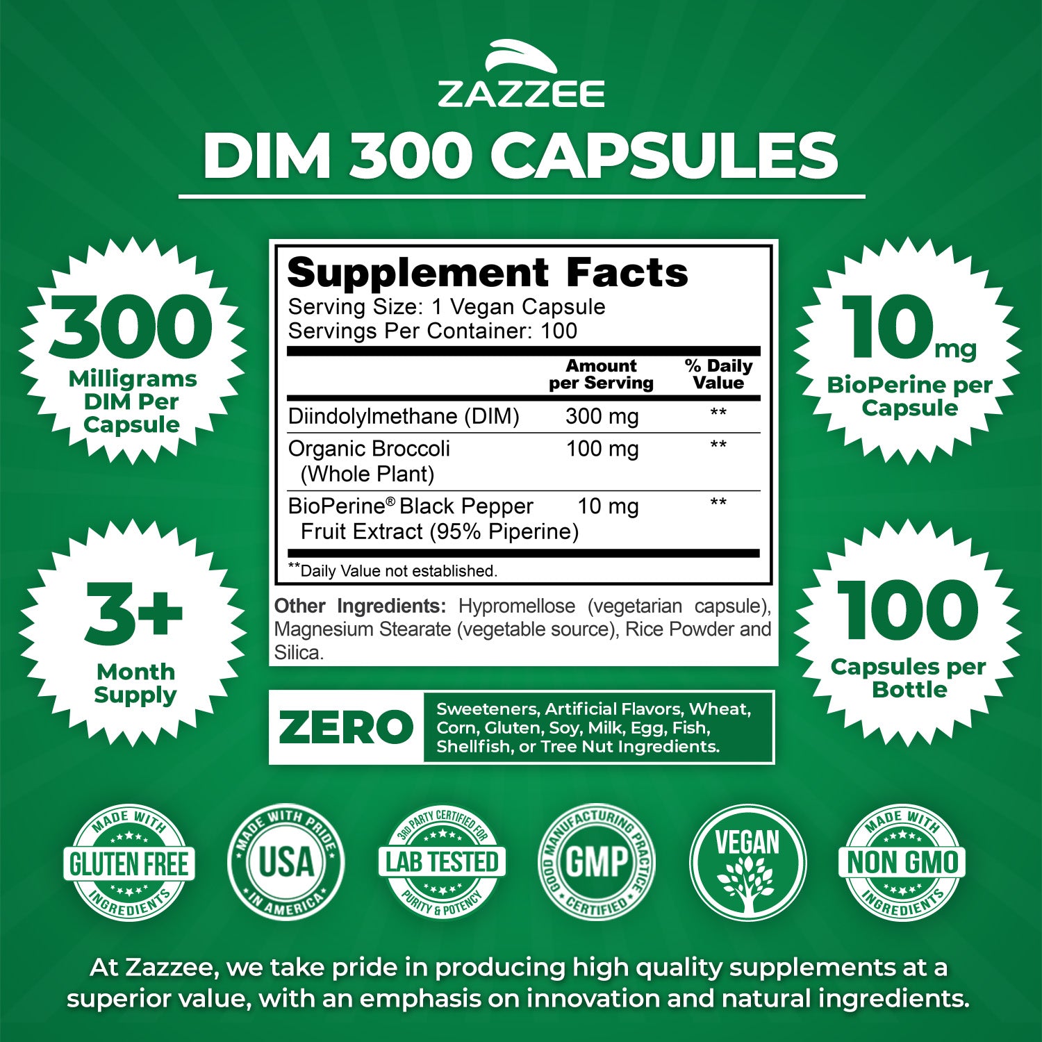 DIM 300 Plus BioPerine – Zazzee Naturals