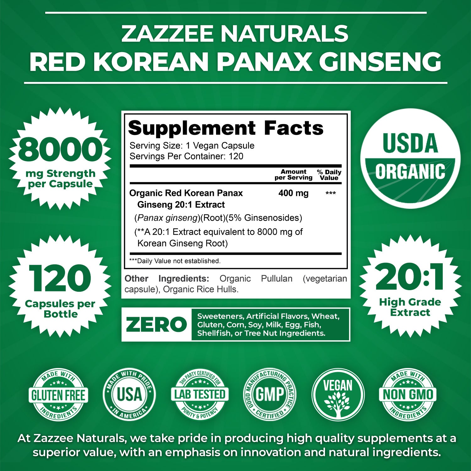Organic Red Korean Panax Ginseng – Zazzee Naturals