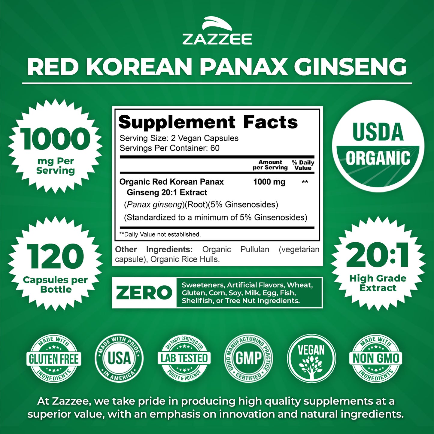 Organic Red Korean Panax Ginseng