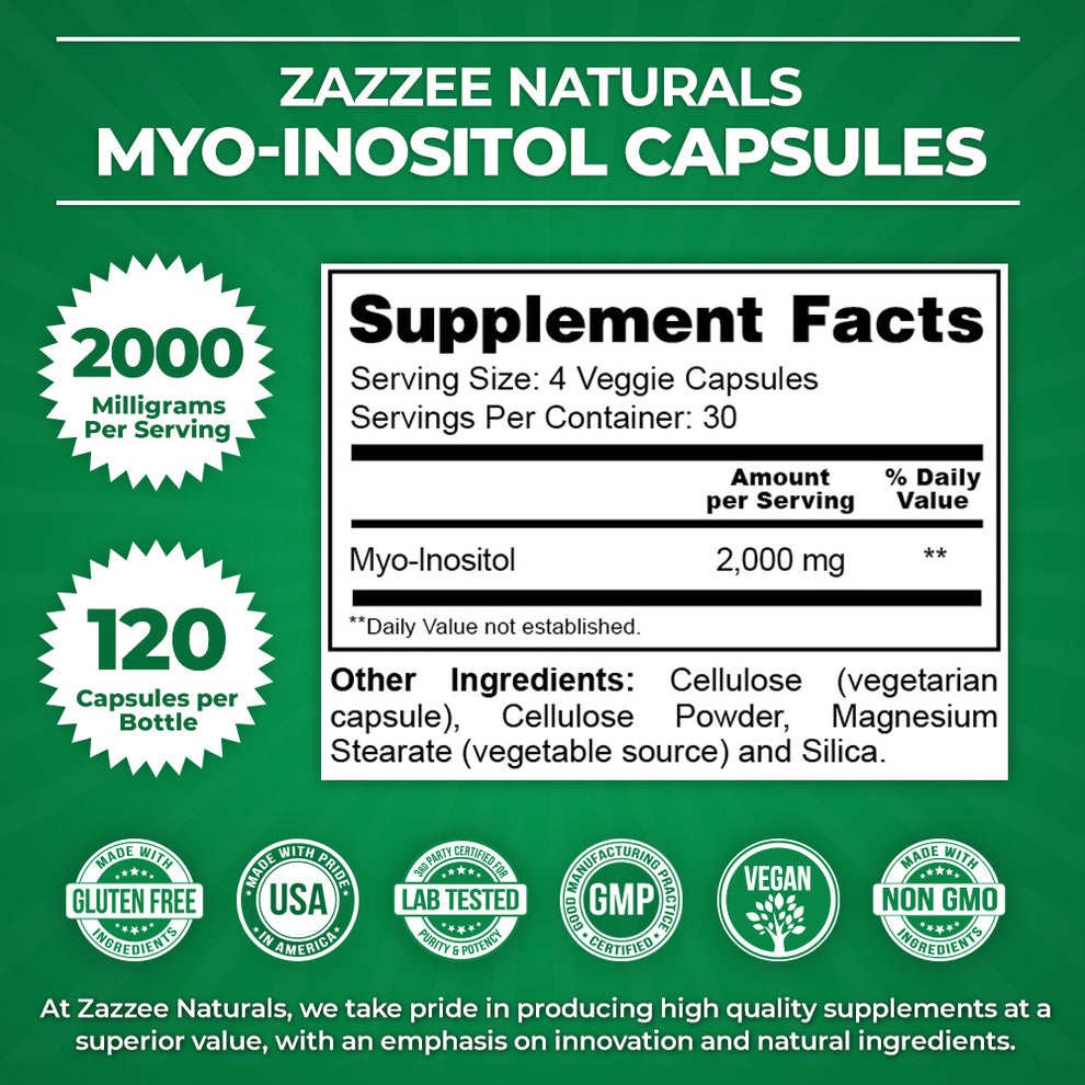 Myo-Inositol Capsules – Zazzee Naturals