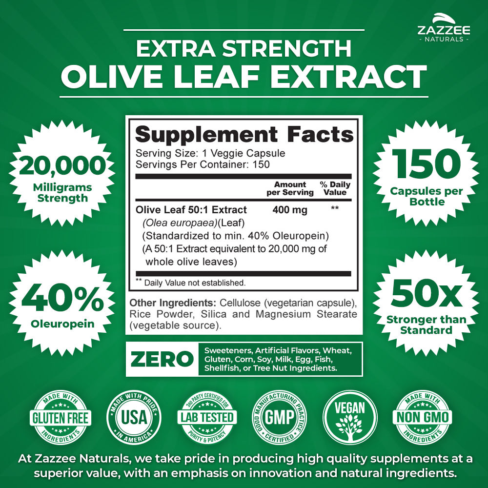 Live Well Health Management Olive Leaf Extract 450mg – Vegan, Organic, High Strength – Weight & Immunity Support