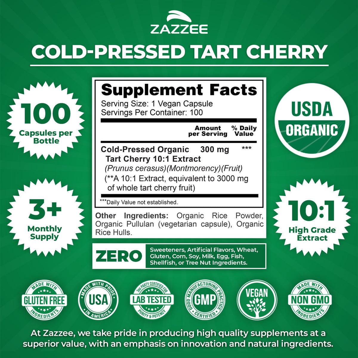 Organic Cold-Pressed Tart Cherry Capsules